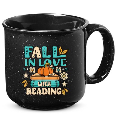 Fall In Love With Reading Book Autumn Pumpkins And Teachers 15oz Campfire Ceramic Mug