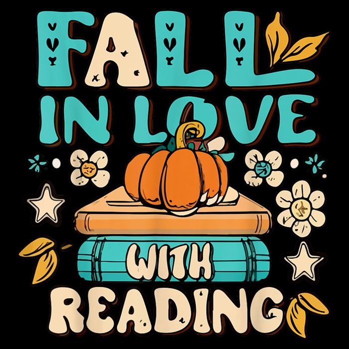 Fall In Love With Reading Book Autumn Pumpkins And Teachers Drawstring Bag