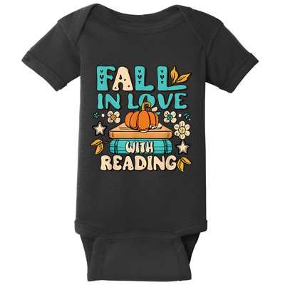 Fall In Love With Reading Book Autumn Pumpkins And Teachers Baby Bodysuit