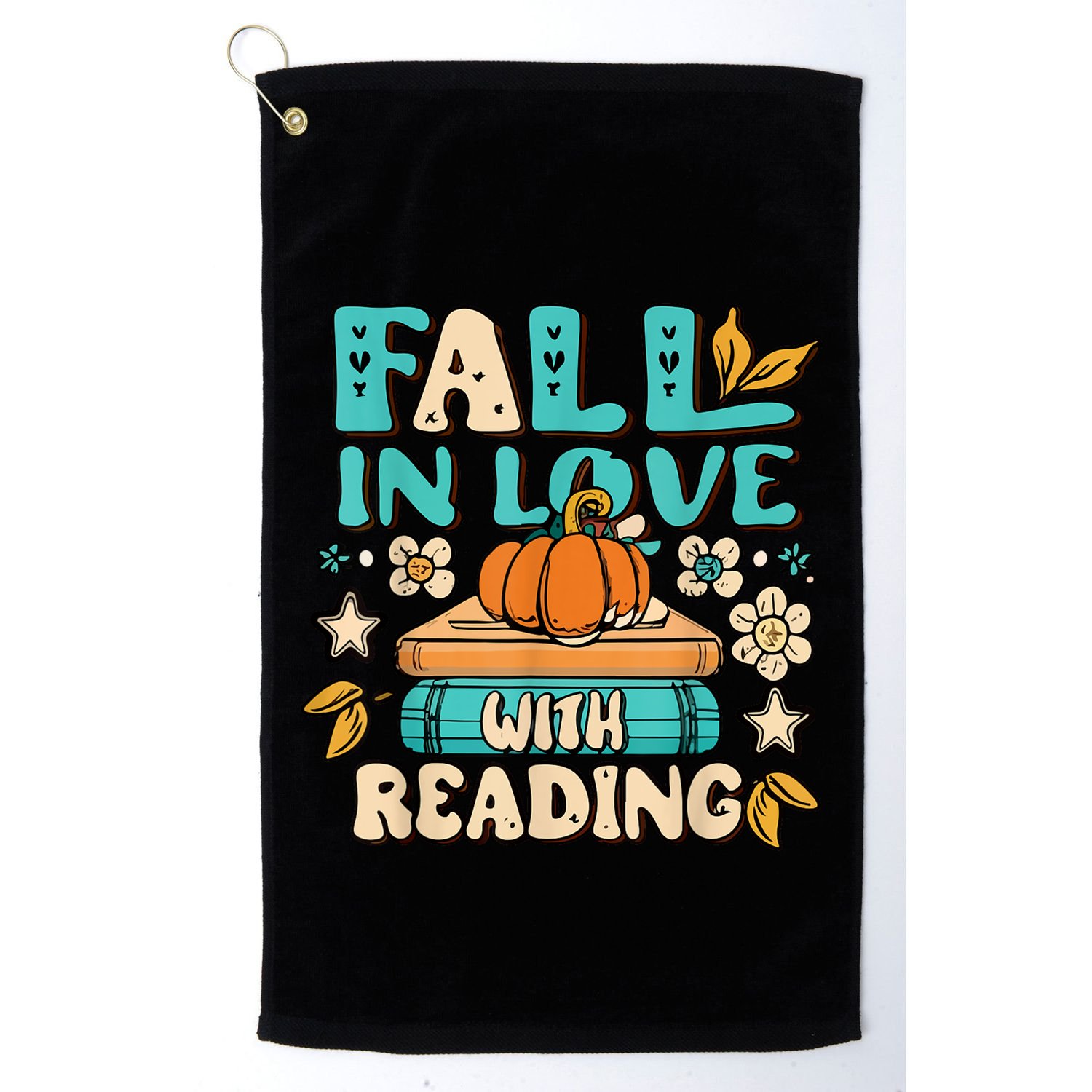 Fall In Love With Reading Book Autumn Pumpkins And Teachers Golf Towel