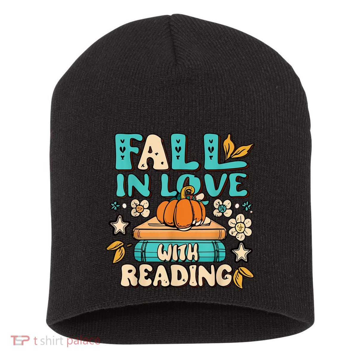 Fall In Love With Reading Book Autumn Pumpkins And Teachers Short Acrylic Beanie