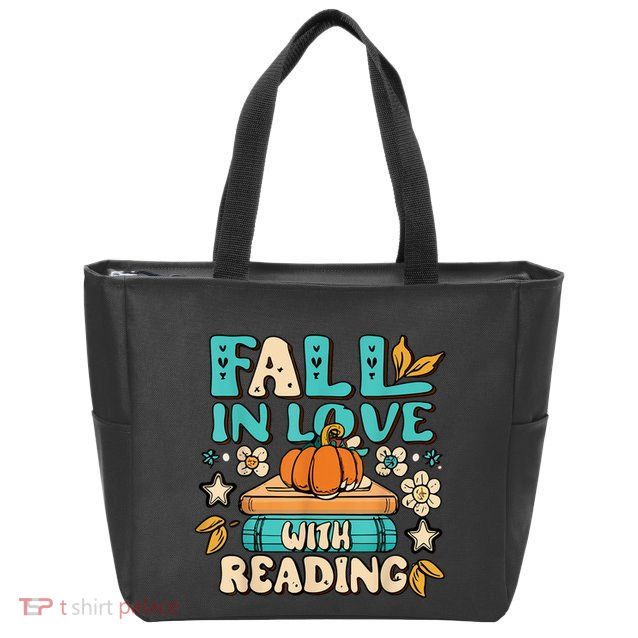 Fall In Love With Reading Book Autumn Pumpkins And Teachers Zip Tote Bag