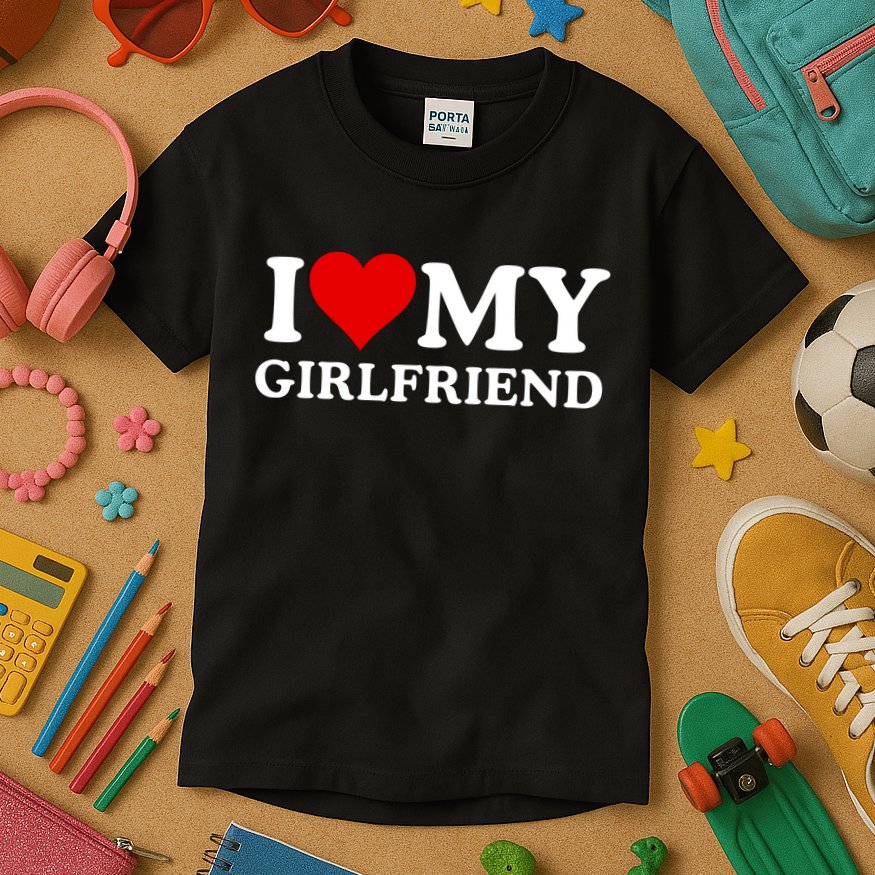 Funny I Love My Girlfriend I Love My Girlfriend I Heart My Girlfriend Kids T-Shirt