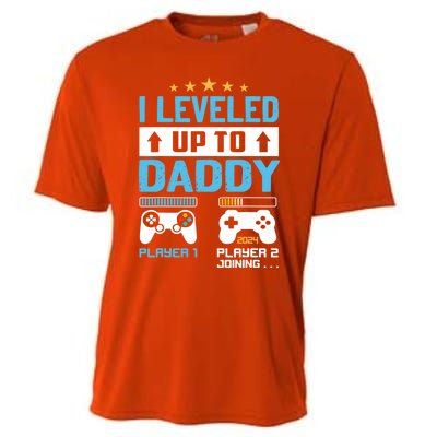 Funny I Leveled Up To Daddy 2024 Video Gamer Soon To Be Dad Gift Cooling Performance Crew T-Shirt