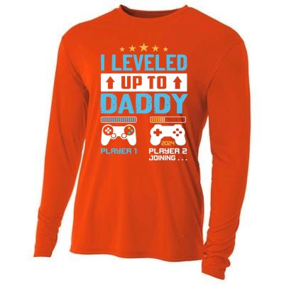 Funny I Leveled Up To Daddy 2024 Video Gamer Soon To Be Dad Gift Cooling Performance Long Sleeve Crew