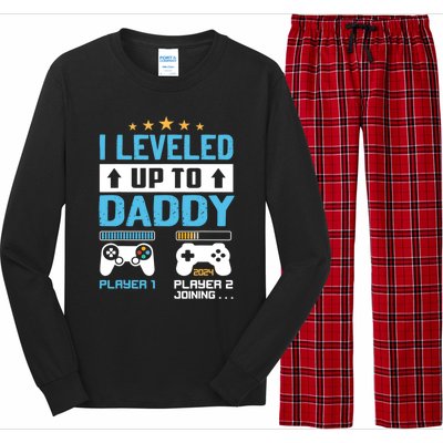 Funny I Leveled Up To Daddy 2024 Video Gamer Soon To Be Dad Gift Long Sleeve Pajama Set