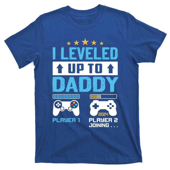 Funny I Leveled Up To Daddy 2024 Video Gamer Soon To Be Dad Gift T-Shirt