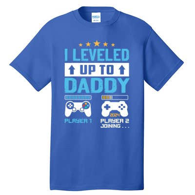 Funny I Leveled Up To Daddy 2024 Video Gamer Soon To Be Dad Gift Tall T-Shirt