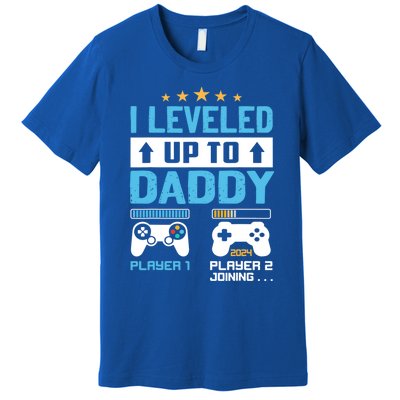 Funny I Leveled Up To Daddy 2024 Video Gamer Soon To Be Dad Gift Premium T-Shirt