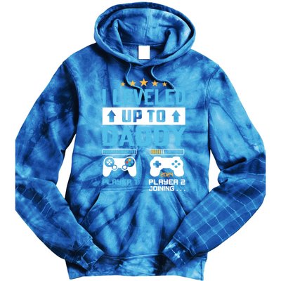 Funny I Leveled Up To Daddy 2024 Video Gamer Soon To Be Dad Gift Tie Dye Hoodie