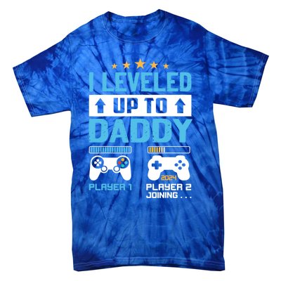 Funny I Leveled Up To Daddy 2024 Video Gamer Soon To Be Dad Gift Tie-Dye T-Shirt