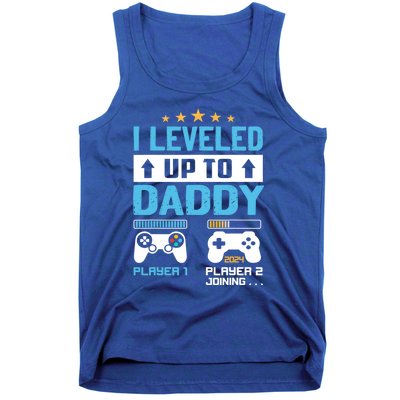 Funny I Leveled Up To Daddy 2024 Video Gamer Soon To Be Dad Gift Tank Top