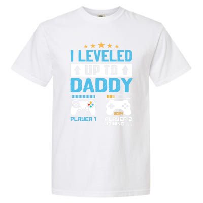 Funny I Leveled Up To Daddy 2024 Video Gamer Soon To Be Dad Gift Garment-Dyed Heavyweight T-Shirt