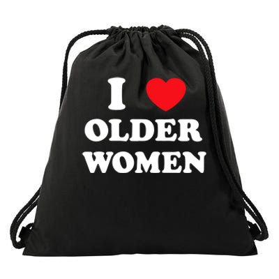 Funny I Love Older Women Heart Hot Moms Drawstring Bag