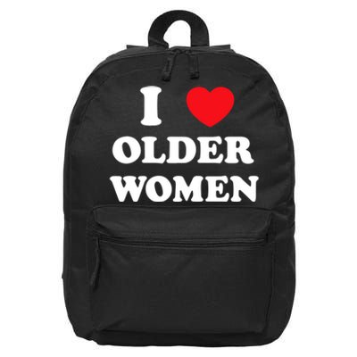 Funny I Love Older Women Heart Hot Moms 16 in Basic Backpack