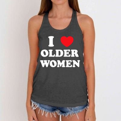 Funny I Love Older Women Heart Hot Moms Women's Knotted Racerback Tank