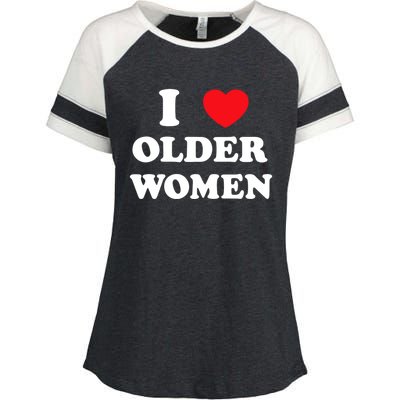 Funny I Love Older Women Heart Hot Moms Enza Ladies Jersey Colorblock Tee