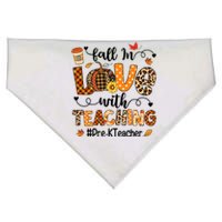 Fall In Love With Teaching Pre K Teacher Thanksgiving USA-Made Doggie Bandana