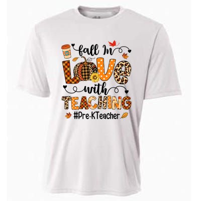 Fall In Love With Teaching Pre K Teacher Thanksgiving Cooling Performance Crew T-Shirt