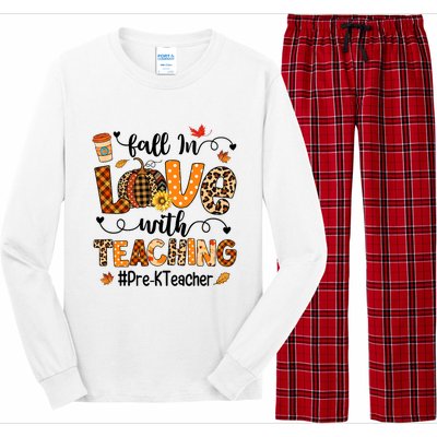 Fall In Love With Teaching Pre K Teacher Thanksgiving Long Sleeve Pajama Set