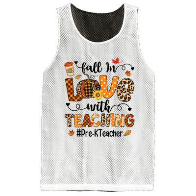 Fall In Love With Teaching Pre K Teacher Thanksgiving Mesh Reversible Basketball Jersey Tank