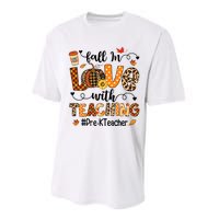 Fall In Love With Teaching Pre K Teacher Thanksgiving Performance Sprint T-Shirt