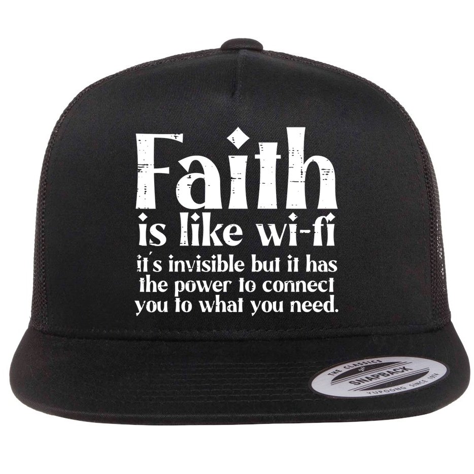 Faith Is Like Wifi God Jesus Religious Funny Christian Flat Bill Trucker Hat