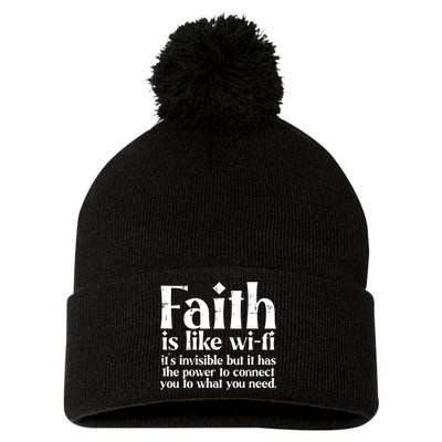 Faith Is Like Wifi God Jesus Religious Funny Christian Pom Pom 12in Knit Beanie