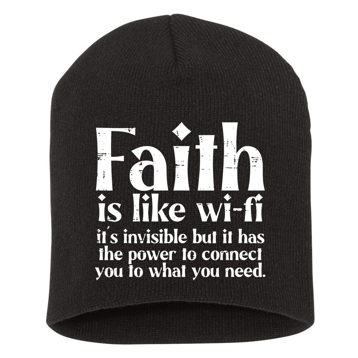 Faith Is Like Wifi God Jesus Religious Funny Christian Short Acrylic Beanie