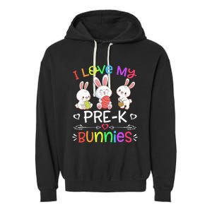 Funny I Love My Pre-K Bunnies teacher Easter Bunny Egg Garment-Dyed Fleece Hoodie