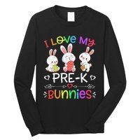 Funny I Love My Pre-K Bunnies teacher Easter Bunny Egg Long Sleeve Shirt