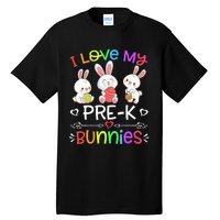 Funny I Love My Pre-K Bunnies teacher Easter Bunny Egg Tall T-Shirt