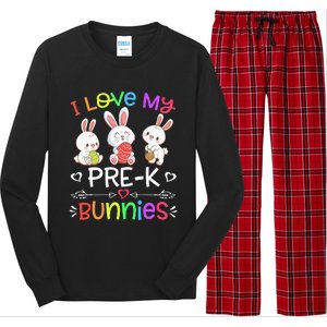 Funny I Love My Pre-K Bunnies teacher Easter Bunny Egg Long Sleeve Pajama Set