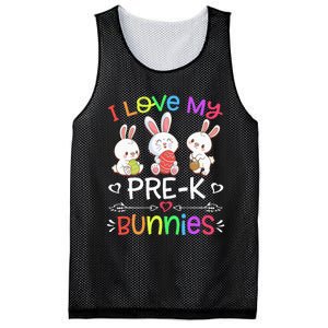 Funny I Love My Pre-K Bunnies teacher Easter Bunny Egg Mesh Reversible Basketball Jersey Tank