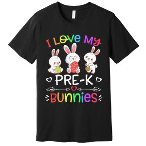 Funny I Love My Pre-K Bunnies teacher Easter Bunny Egg Premium T-Shirt