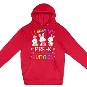 Funny I Love My Pre-K Bunnies teacher Easter Bunny Egg Premium Pullover Hoodie