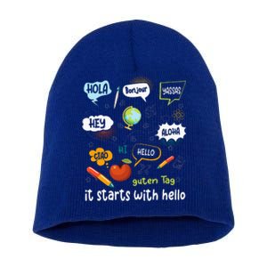 Friendship Inclusion Language Teacher It Starts With Hello Short Acrylic Beanie