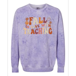 Fall In Love With Teaching Autum Thanksgiving Fall Teacher Colorblast Crewneck Sweatshirt