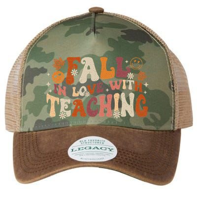 Fall In Love With Teaching Autum Thanksgiving Fall Teacher Legacy Tie Dye Trucker Hat