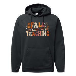 Fall In Love With Teaching Autum Thanksgiving Fall Teacher Performance Fleece Hoodie