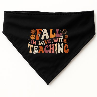 Fall In Love With Teaching Autum Thanksgiving Fall Teacher USA-Made Doggie Bandana