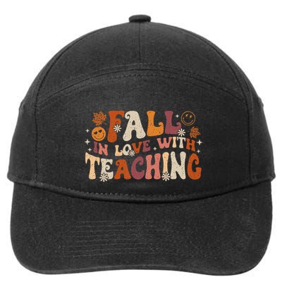 Fall In Love With Teaching Autum Thanksgiving Fall Teacher 7-Panel Snapback Hat