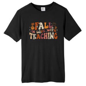 Fall In Love With Teaching Autum Thanksgiving Fall Teacher Tall Fusion ChromaSoft Performance T-Shirt