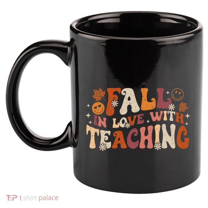 Fall In Love With Teaching Autum Thanksgiving Fall Teacher 11oz C Handle Ceramic Mug