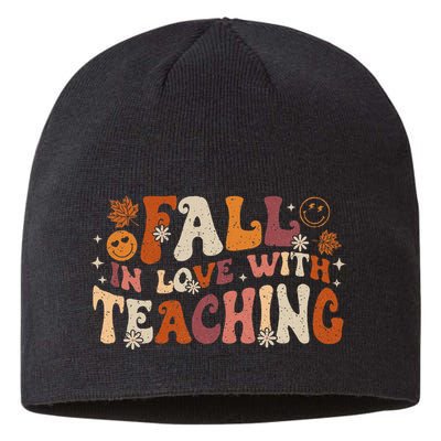 Fall In Love With Teaching Autum Thanksgiving Fall Teacher Sustainable Beanie