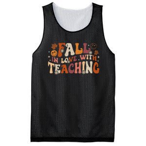 Fall In Love With Teaching Autum Thanksgiving Fall Teacher Mesh Reversible Basketball Jersey Tank