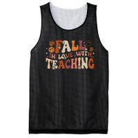 Fall In Love With Teaching Autum Thanksgiving Fall Teacher Mesh Reversible Basketball Jersey Tank