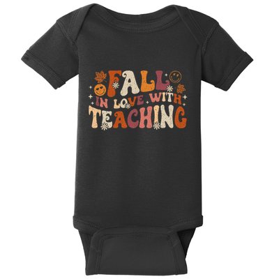 Fall In Love With Teaching Autum Thanksgiving Fall Teacher Baby Bodysuit