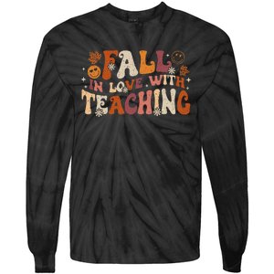 Fall In Love With Teaching Autum Thanksgiving Fall Teacher Tie-Dye Long Sleeve Shirt