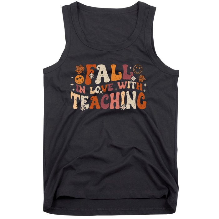 Fall In Love With Teaching Autum Thanksgiving Fall Teacher Tank Top